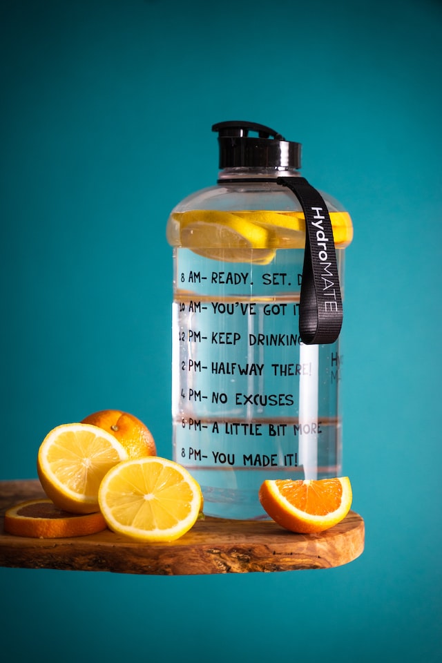 Bottle with lemons