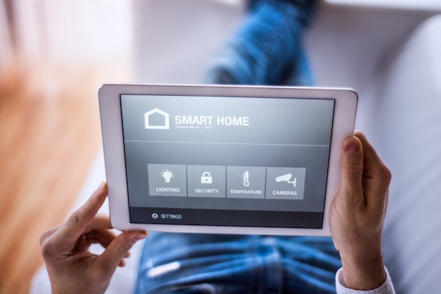 a tablet with smart home control system