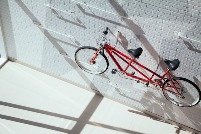 bike hanging on the wall