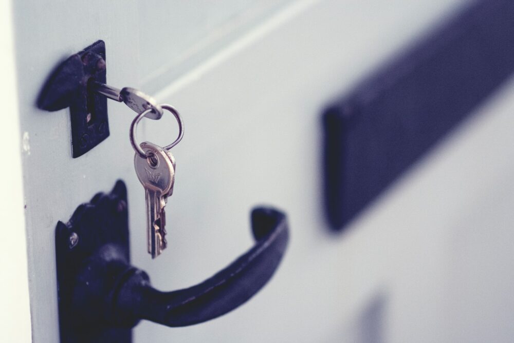 door lock with a key