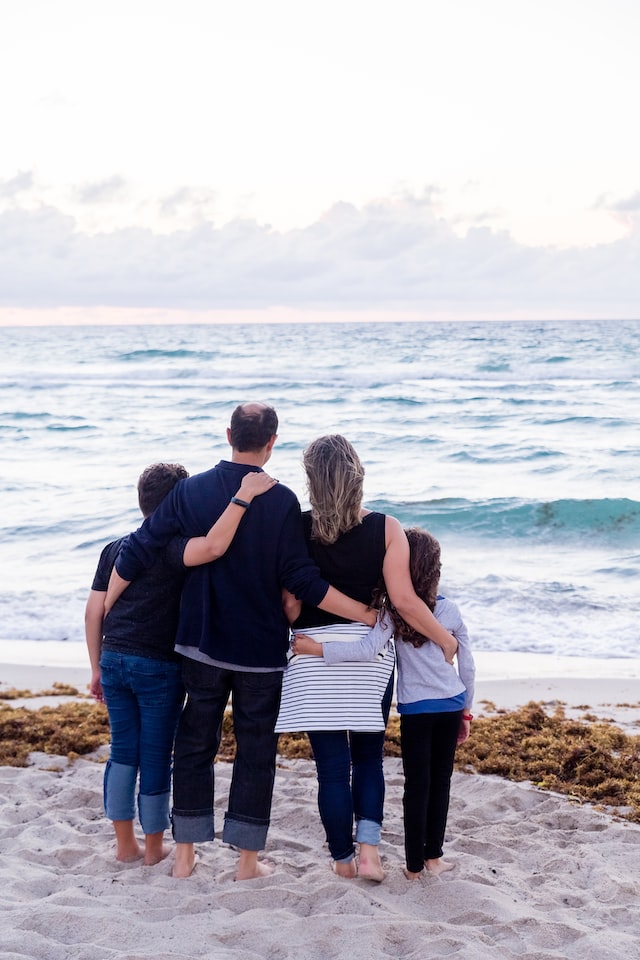 family on the beach