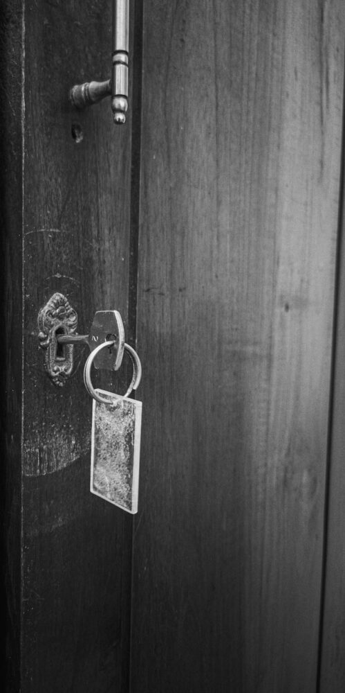 old door lock with a key