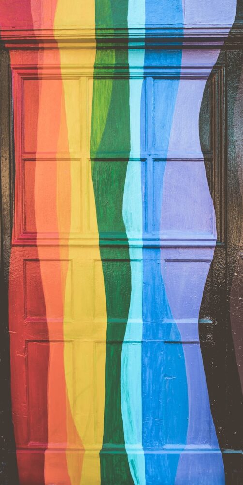 rainbow painted door