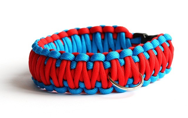 red and blue paracord bracelet