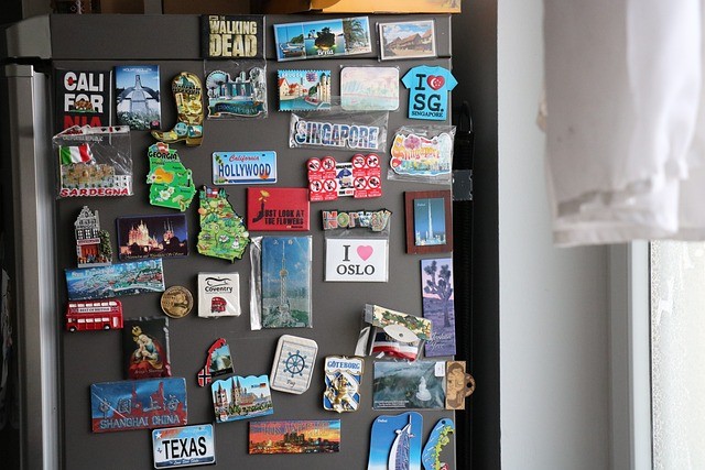 refrigerator with souvenirs